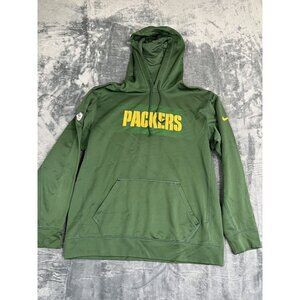 Nike Packers Mens Green Hoodie NFL Sideline Pullover Large Logo Sweatshirt L